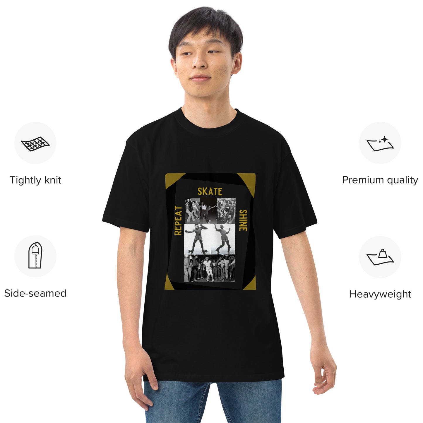 Skate Legends Men’s Premium Heavyweight Tee - Blk Frame
