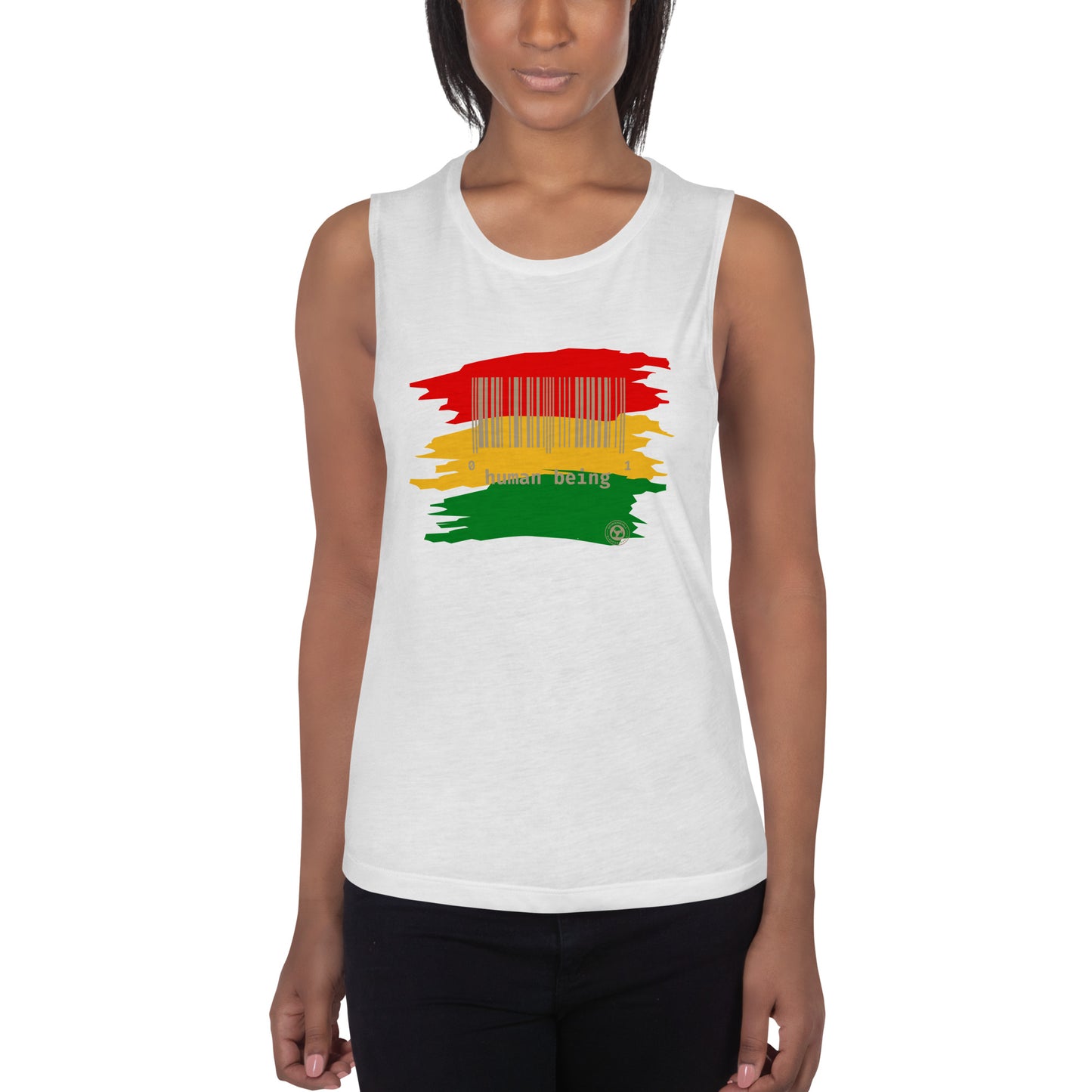 Human Collective Women's Muscle Tank - Red Stripe