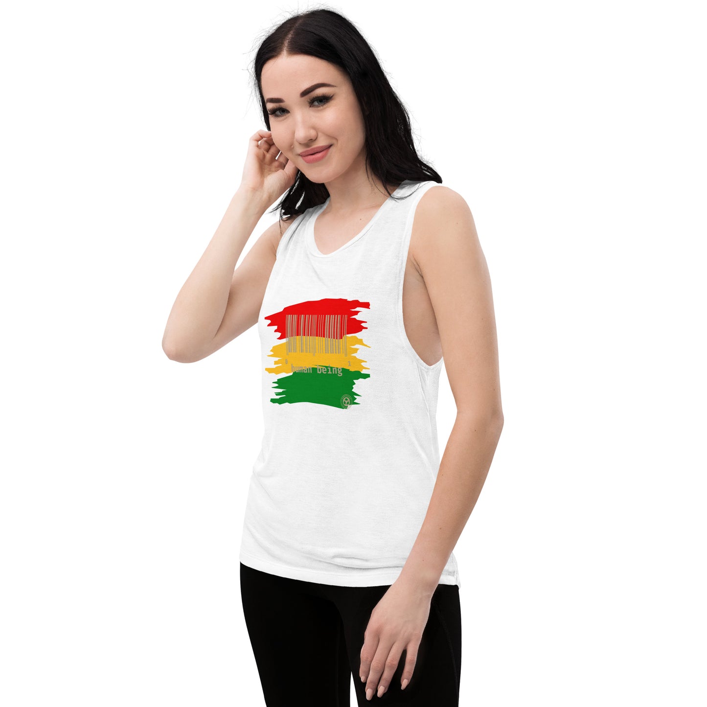 Human Collective Women's Muscle Tank - Red Stripe