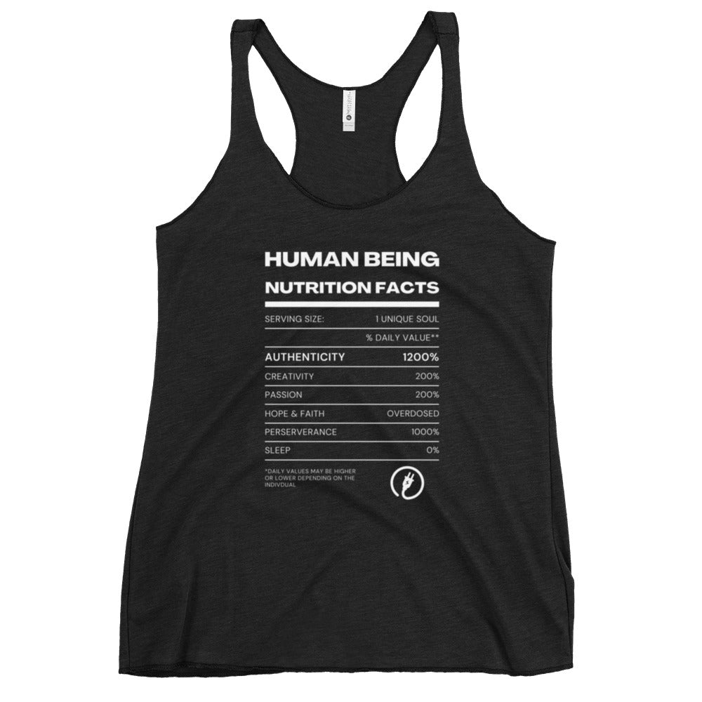 Human Being Nutrition Facts Women's Racerback Tank