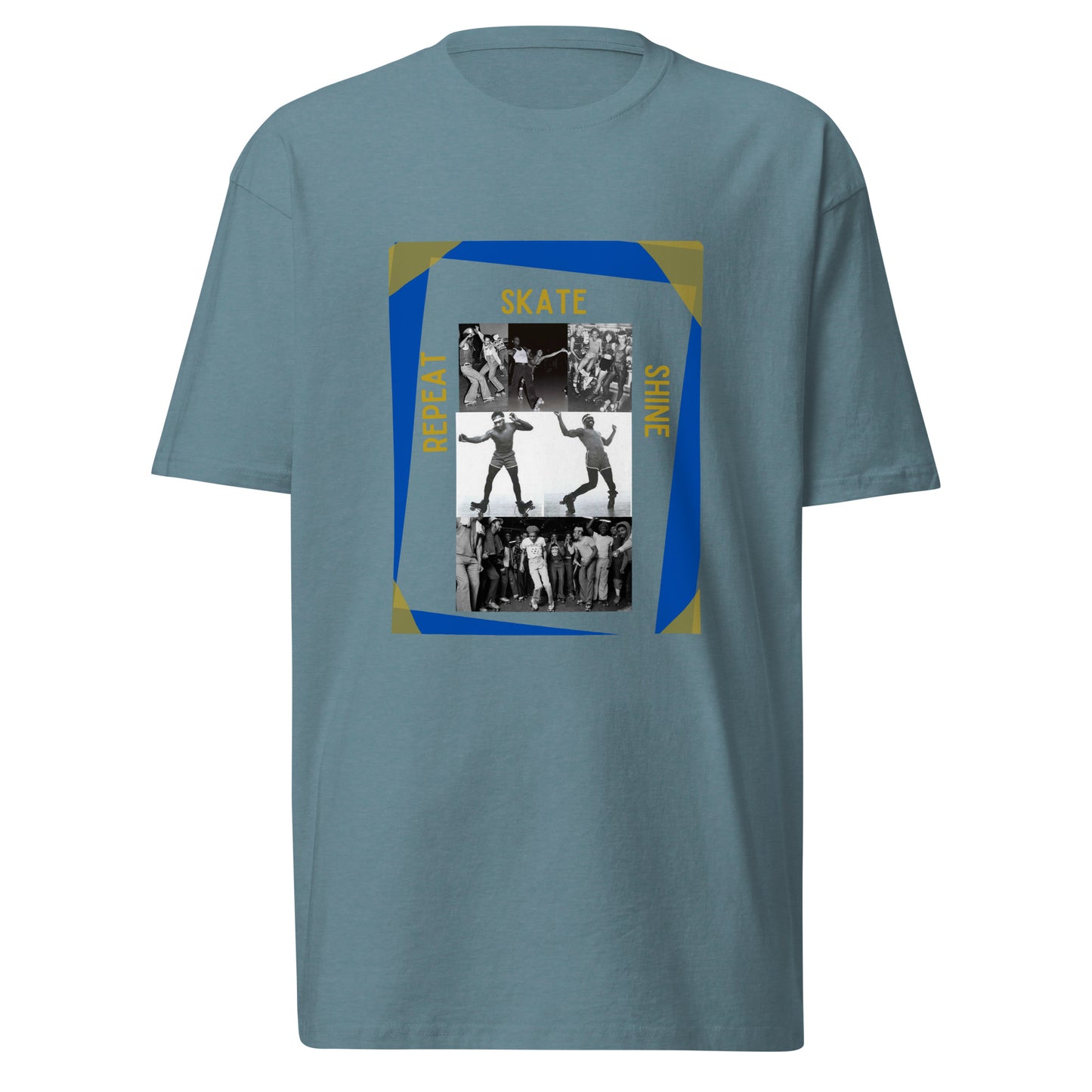 Skate Legends Men’s Premium Heavy Weight Tee - Blue Frame