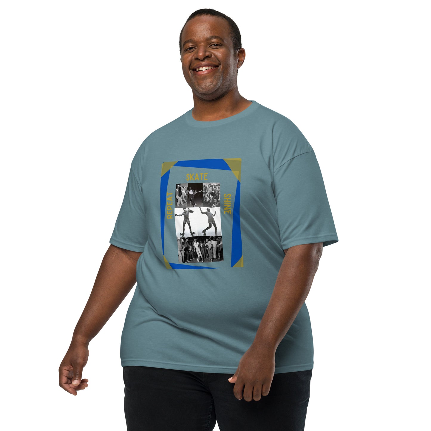 Skate Legends Men’s Premium Heavy Weight Tee - Blue Frame