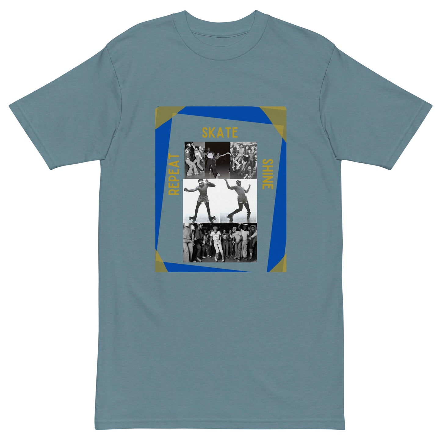 Skate Legends Men’s Premium Heavy Weight Tee - Blue Frame