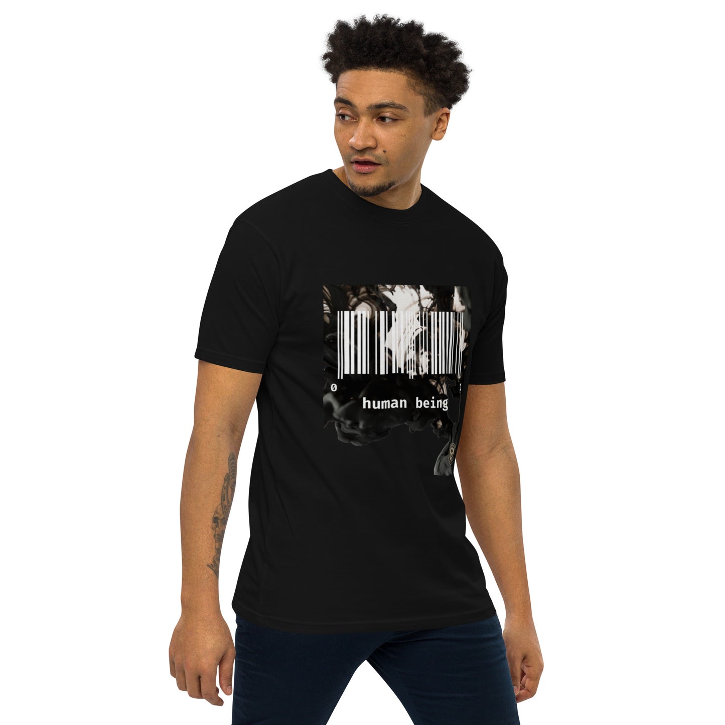 Human Being Blk n White Haze Men’s Premium Heavyweight Tee