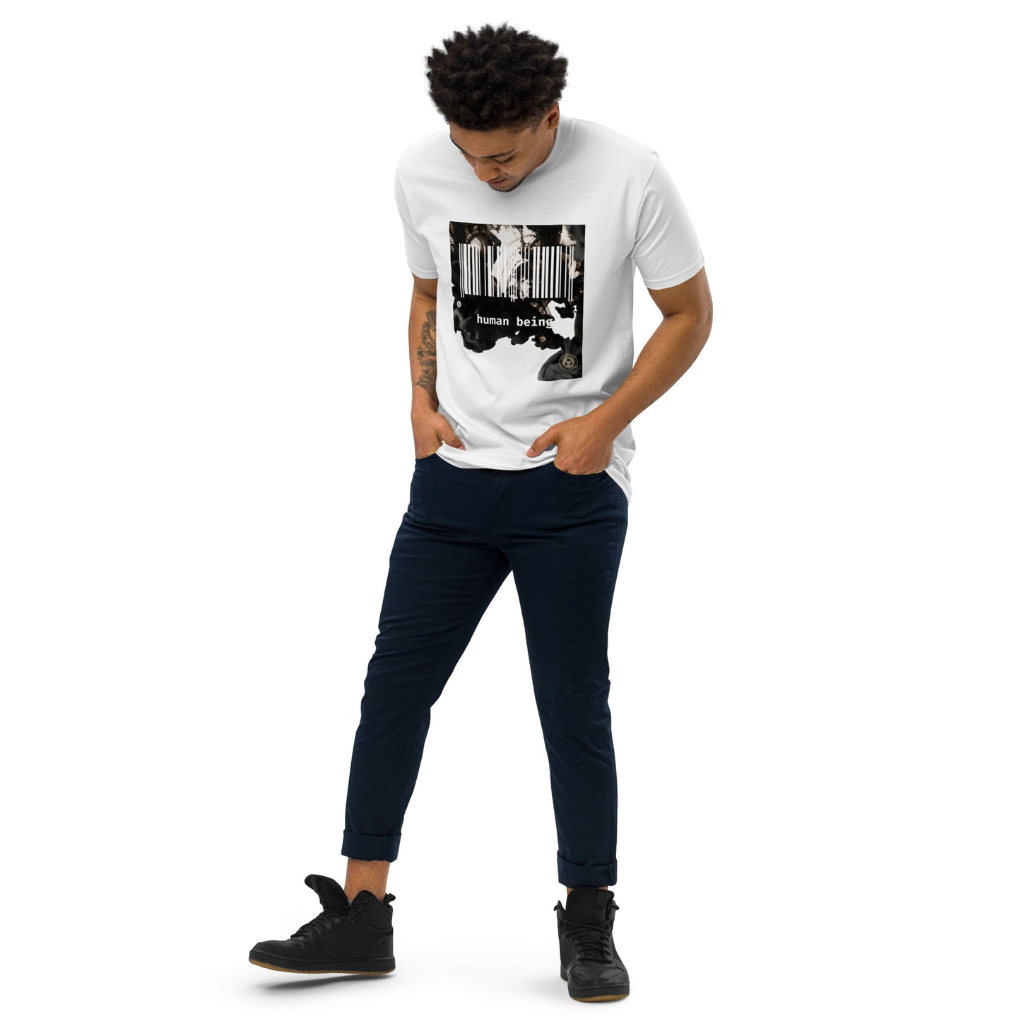 Human Being Blk n White Haze Men’s Premium Heavyweight Tee