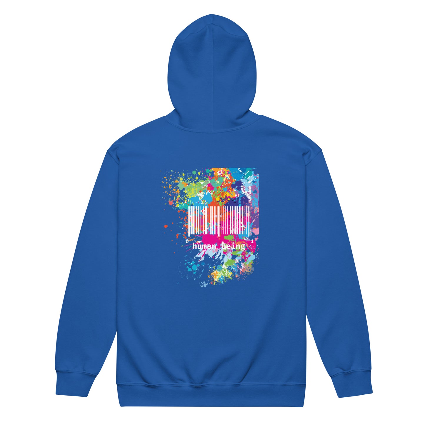 Human Being Front Label - Fuschia Paint Splatter Unisex Heavy Blend Zip Front Hoodie