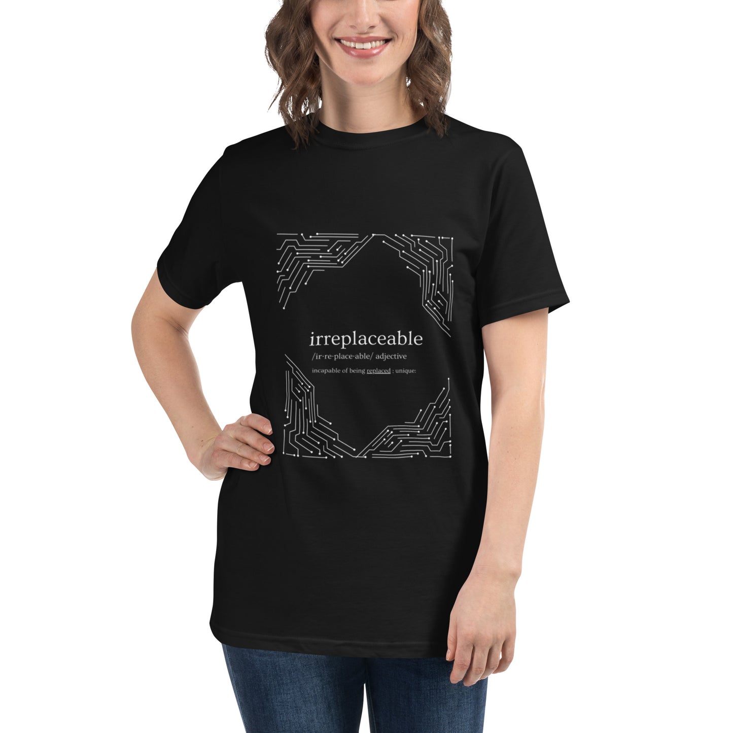 Irreplaceable "Tech" Human Being Unisex Organic Tee