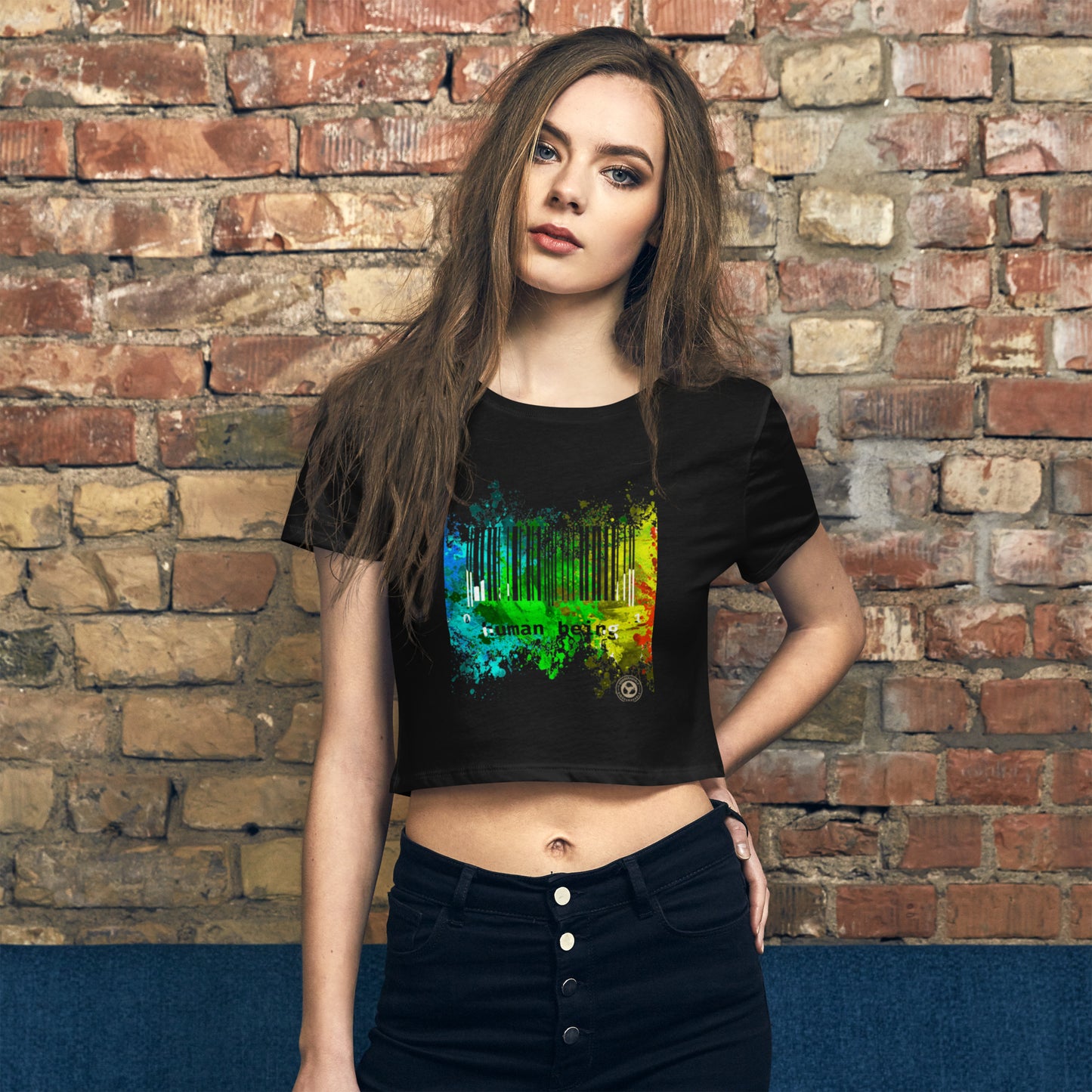 Human Being Paint Splatter Women’s Crop Tee