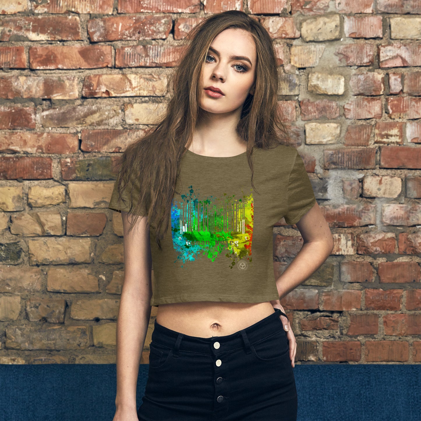 Human Being Paint Splatter Women’s Crop Tee