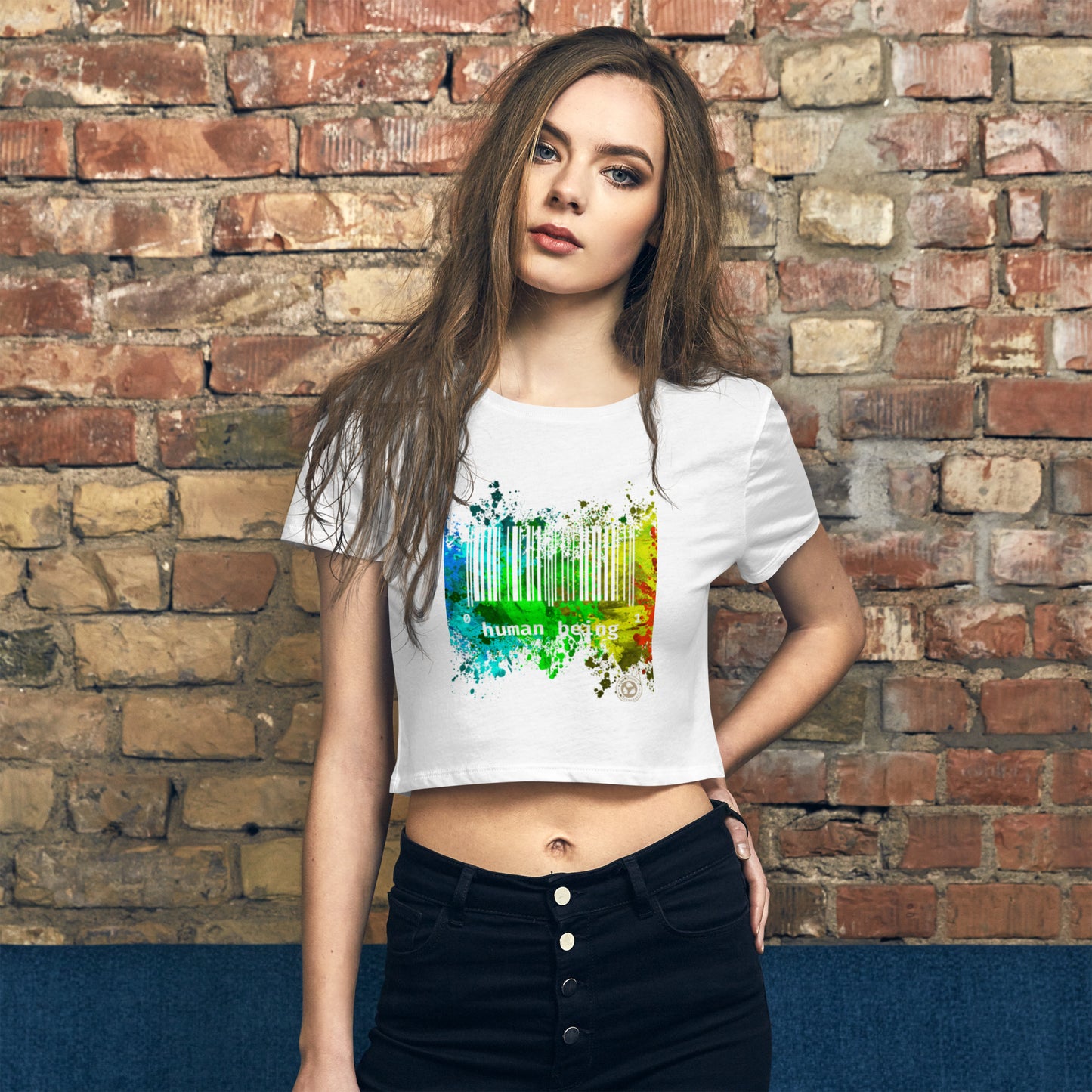 Human Being Paint Splatter Women’s Crop Tee