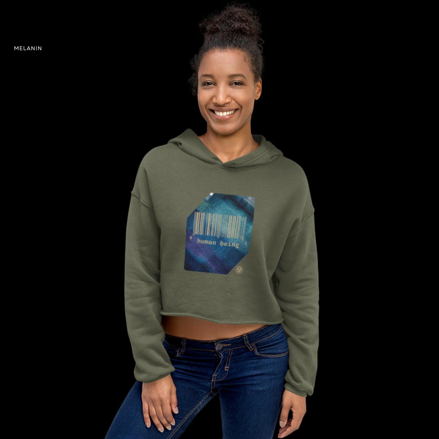 Human Being UPC Blue Paint Crop Hoodie