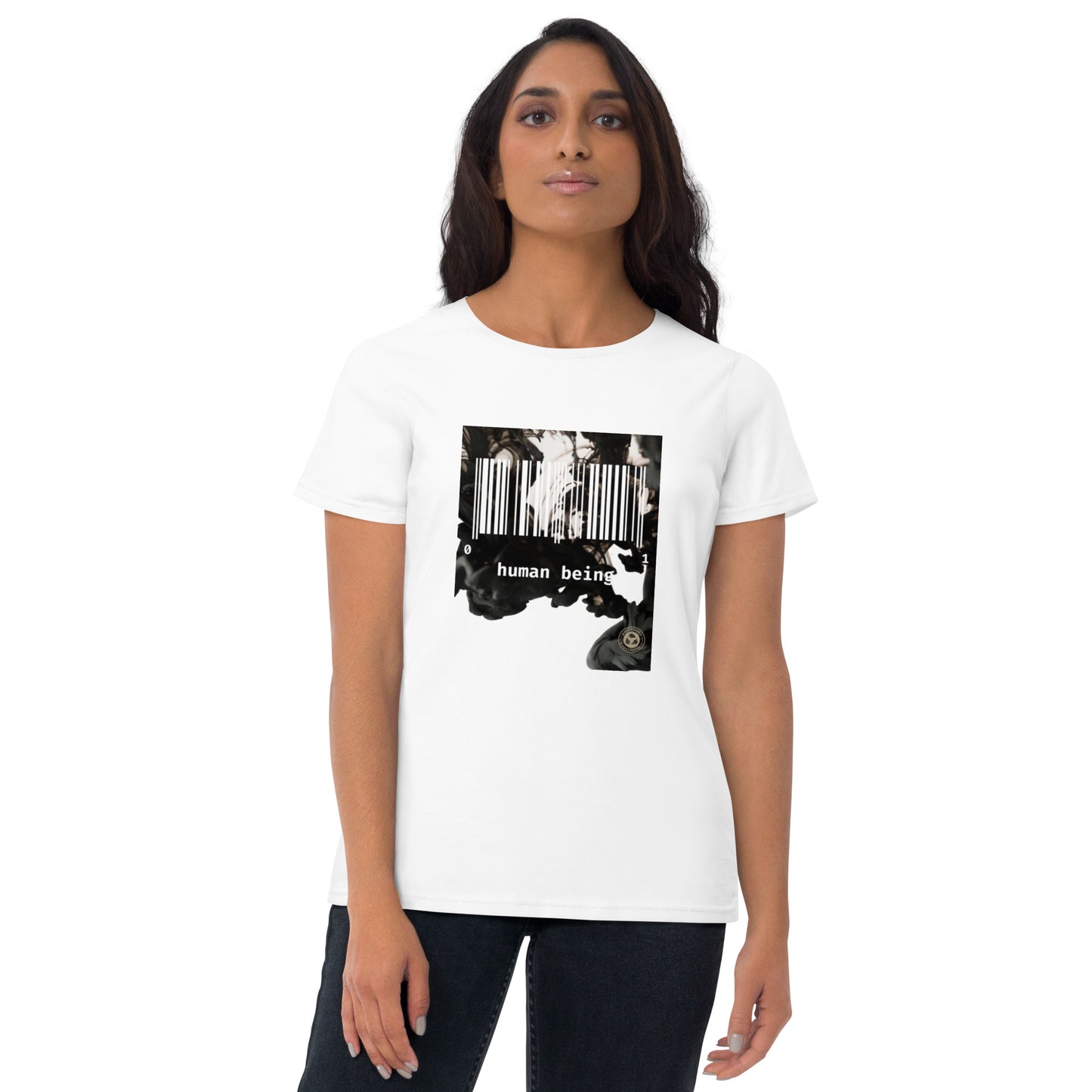 Human Being Blk n White Haze UPC Women's Short T-shirt