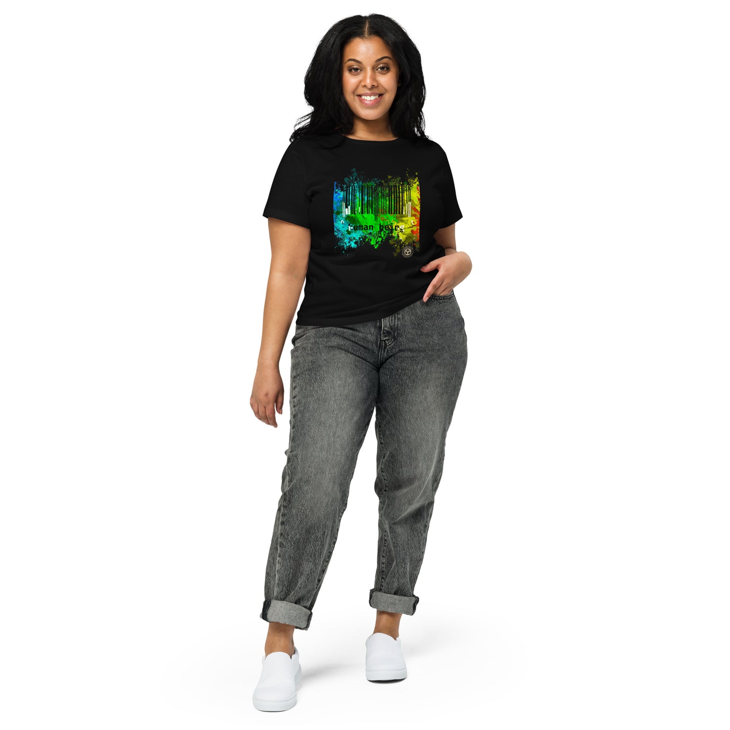 Women's Human Being UPC Paint Splatter High Waisted Tee