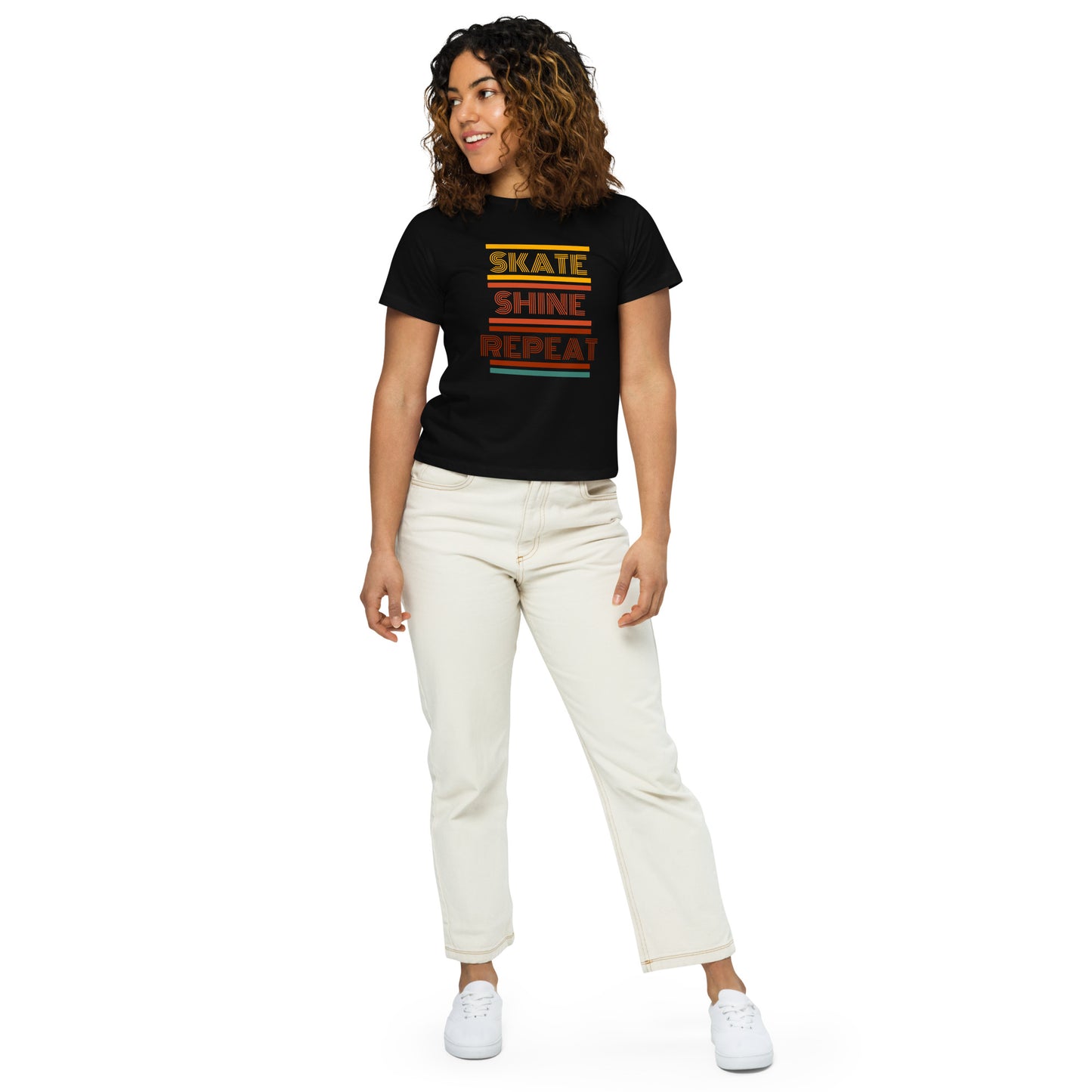 Skate Shine Repeat Women’s high-waisted T-shirt