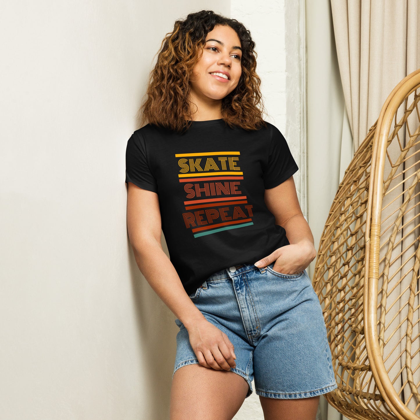 Skate Shine Repeat Women’s high-waisted T-shirt