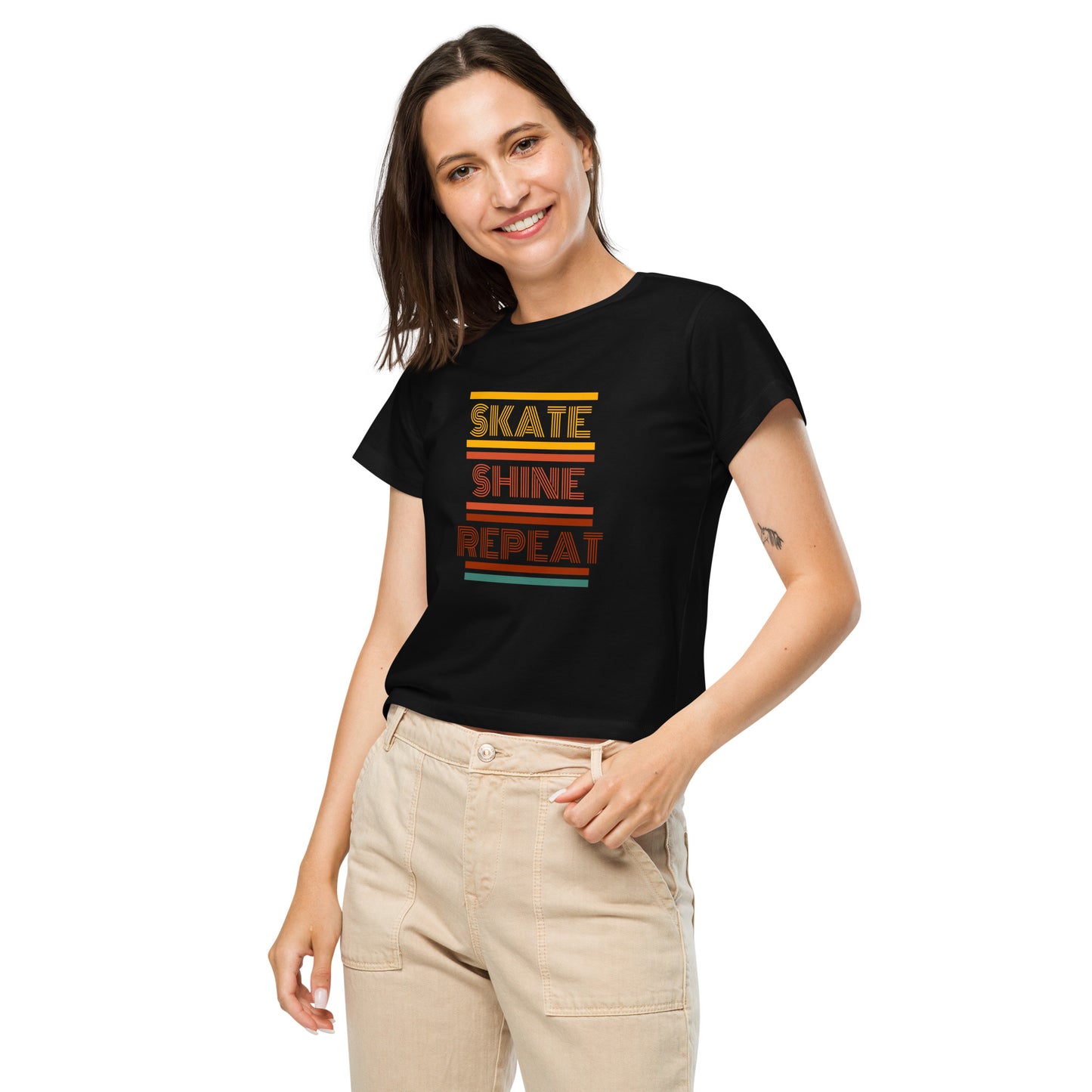 Skate Shine Repeat Women’s high-waisted T-shirt