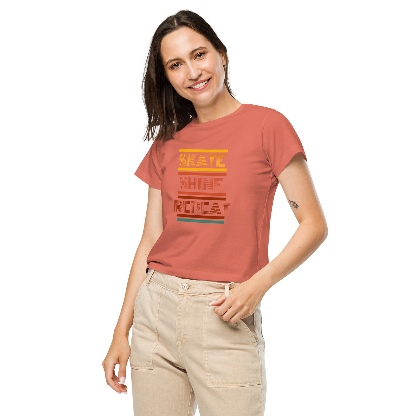 Skate Shine Repeat Women’s high-waisted T-shirt