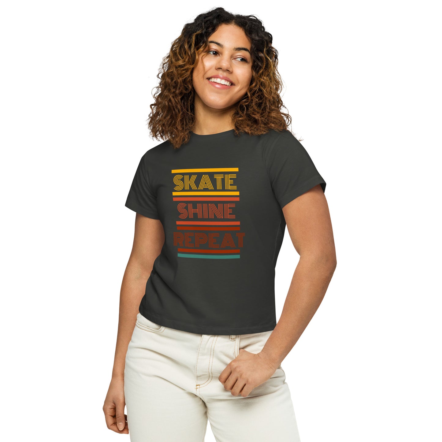 Skate Shine Repeat Women’s high-waisted T-shirt