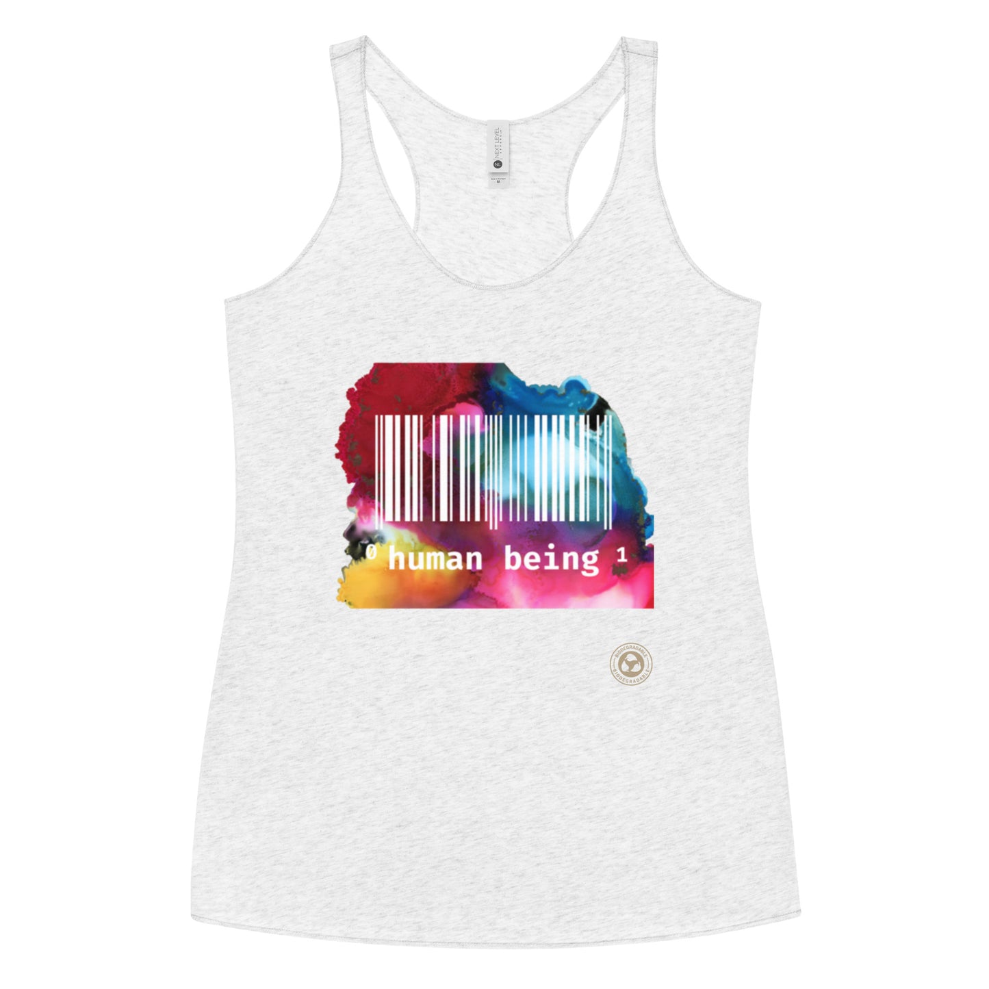 Human Being UPC in Color Women's Racerback Tank