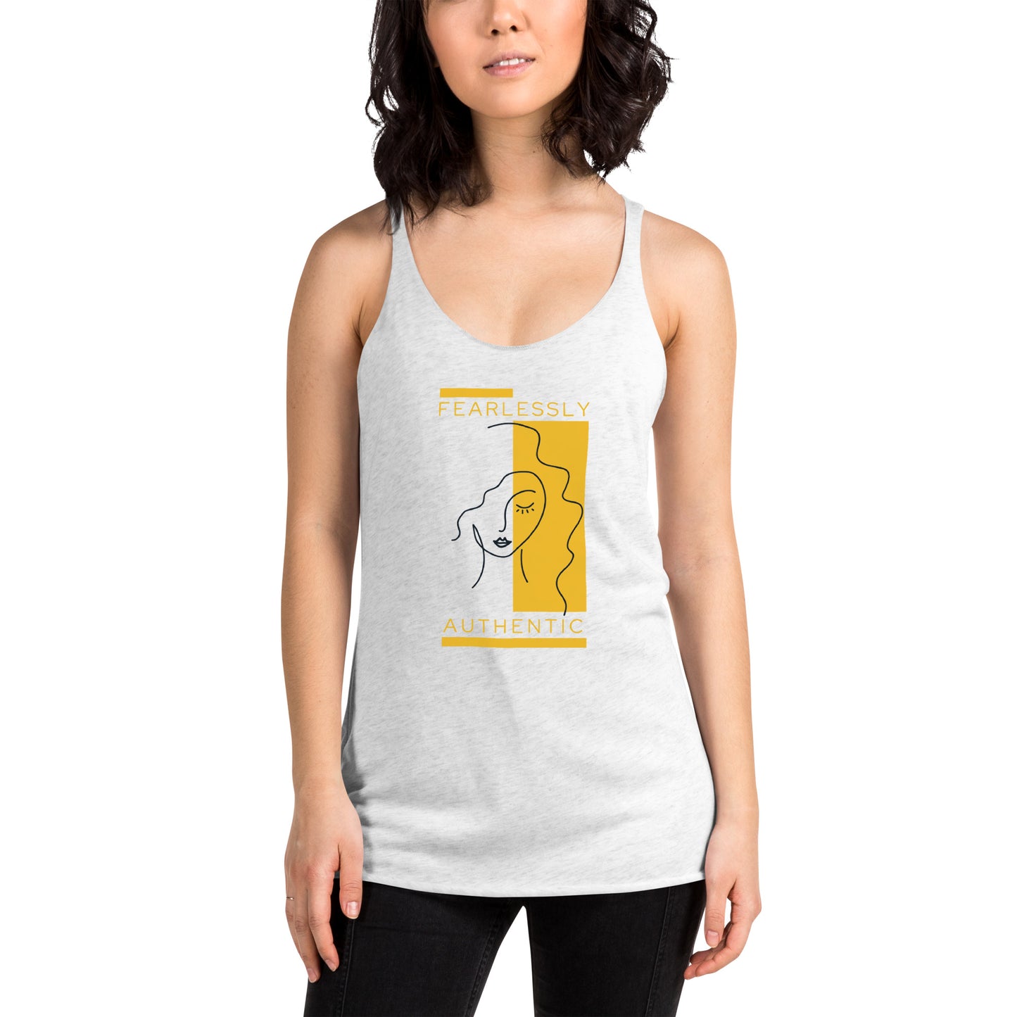 Fearlessly Authentic Women's Racerback Tank -Yellow