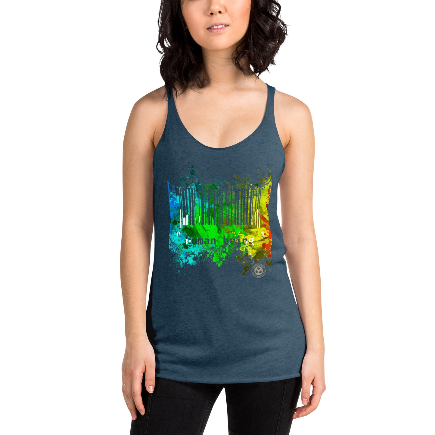 Women's Human Being UPC Paint Splatter Racerback Tank