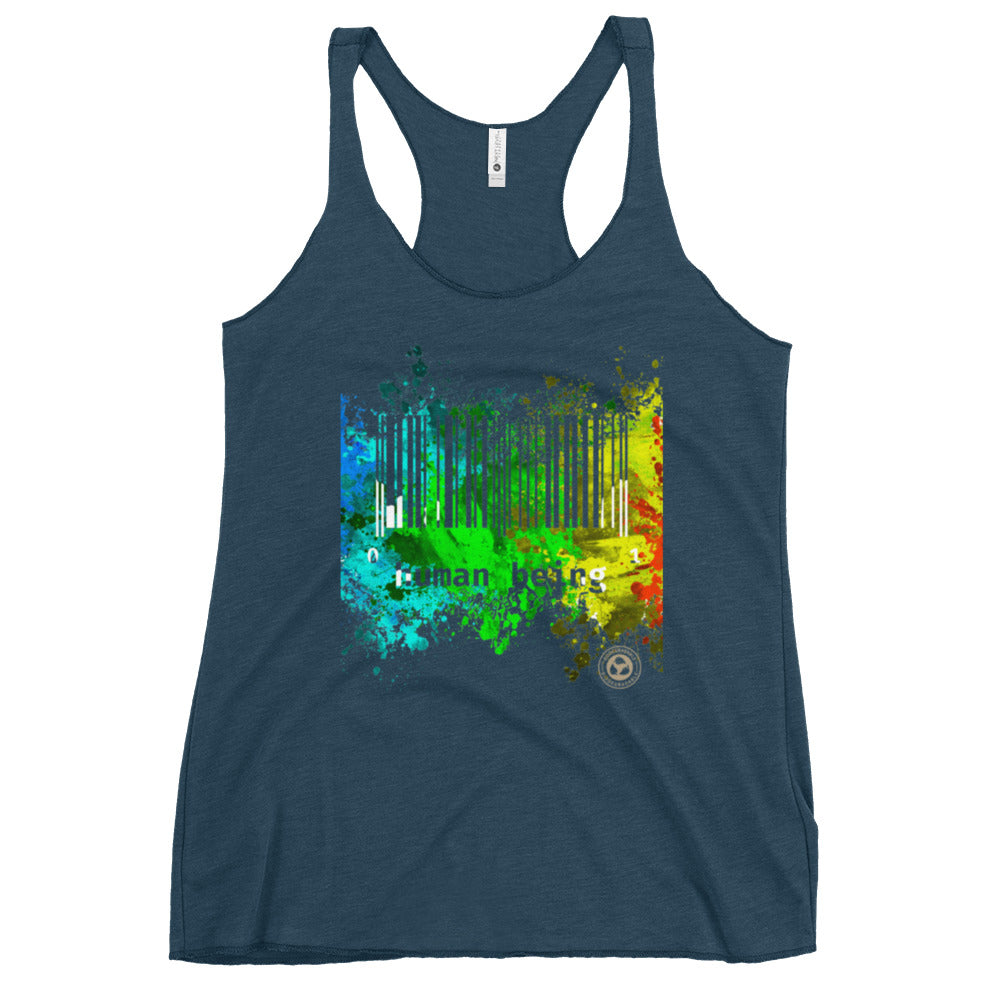 Women's Human Being UPC Paint Splatter Racerback Tank