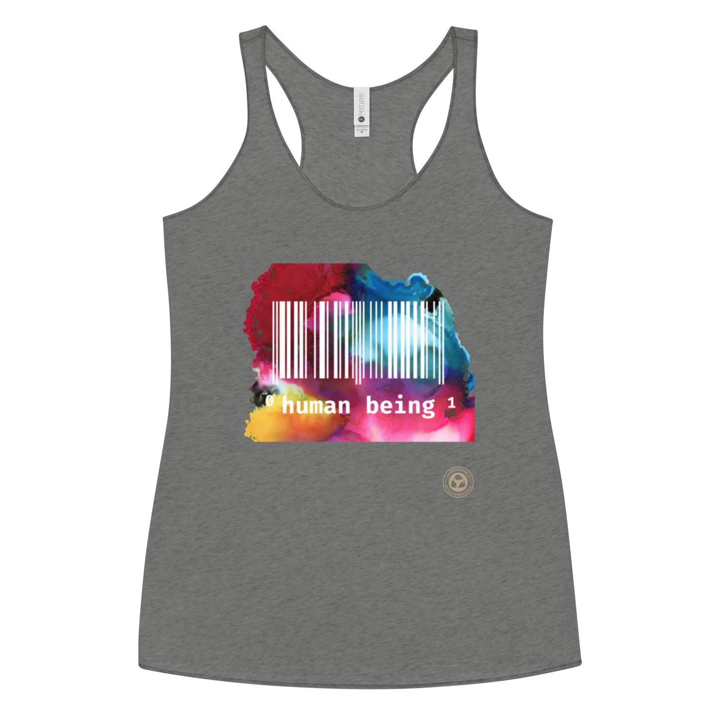 Human Being UPC in Color Women's Racerback Tank