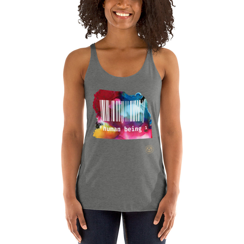 Human Being UPC in Color Women's Racerback Tank