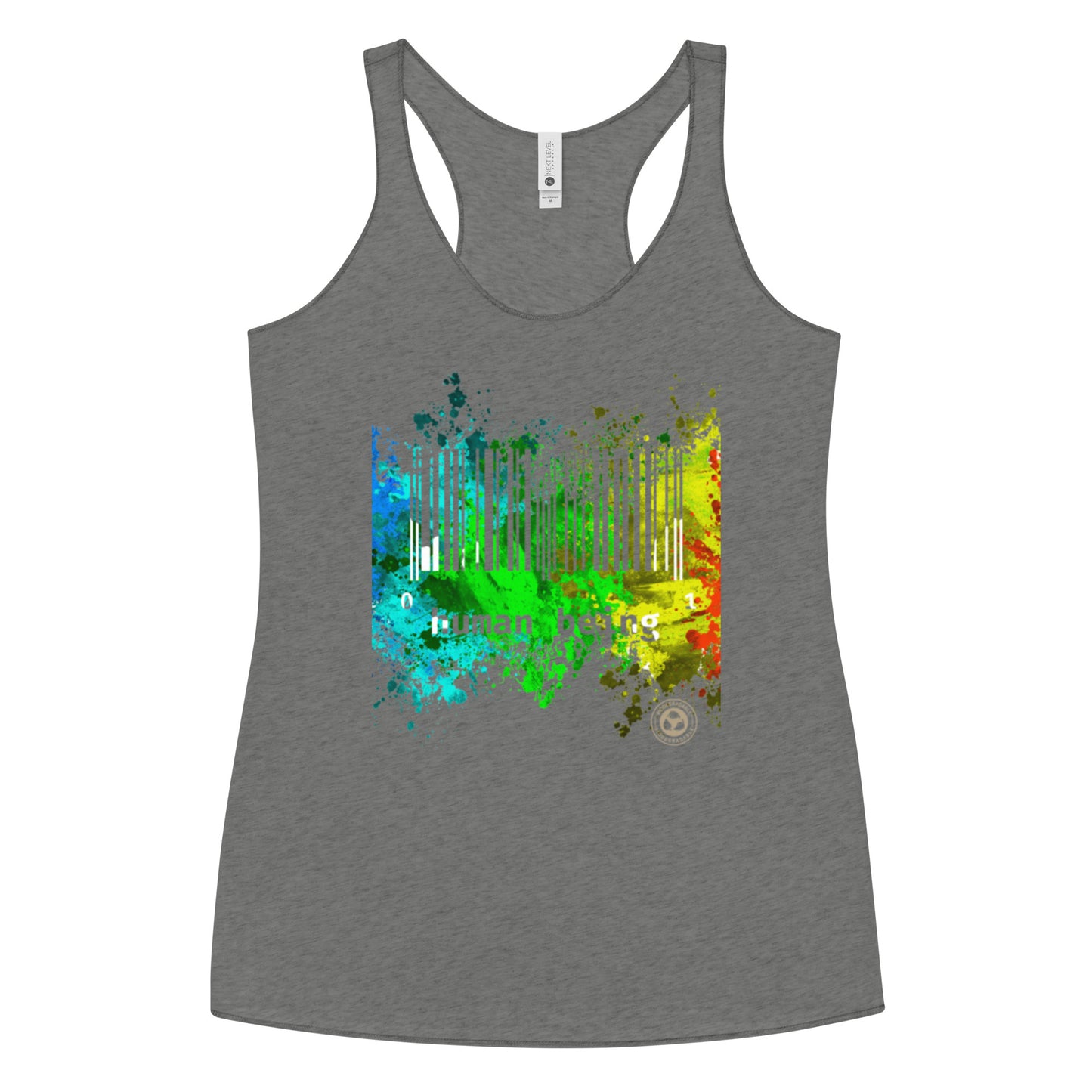 Women's Human Being UPC Paint Splatter Racerback Tank