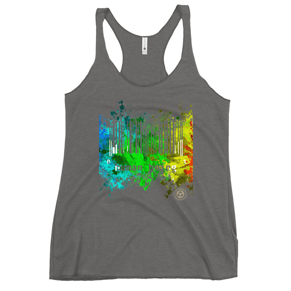 Women's Human Being UPC Paint Splatter Racerback Tank