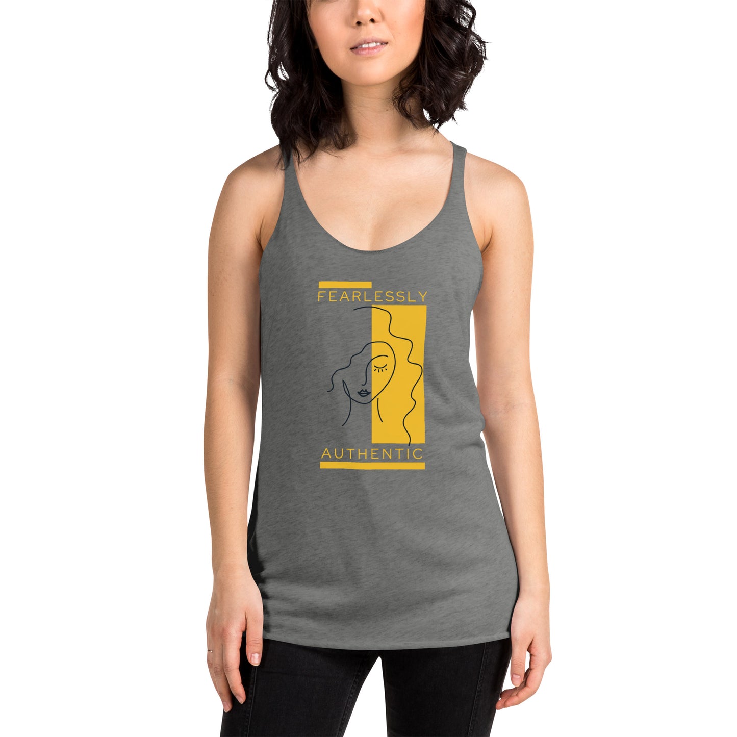 Fearlessly Authentic Women's Racerback Tank -Yellow