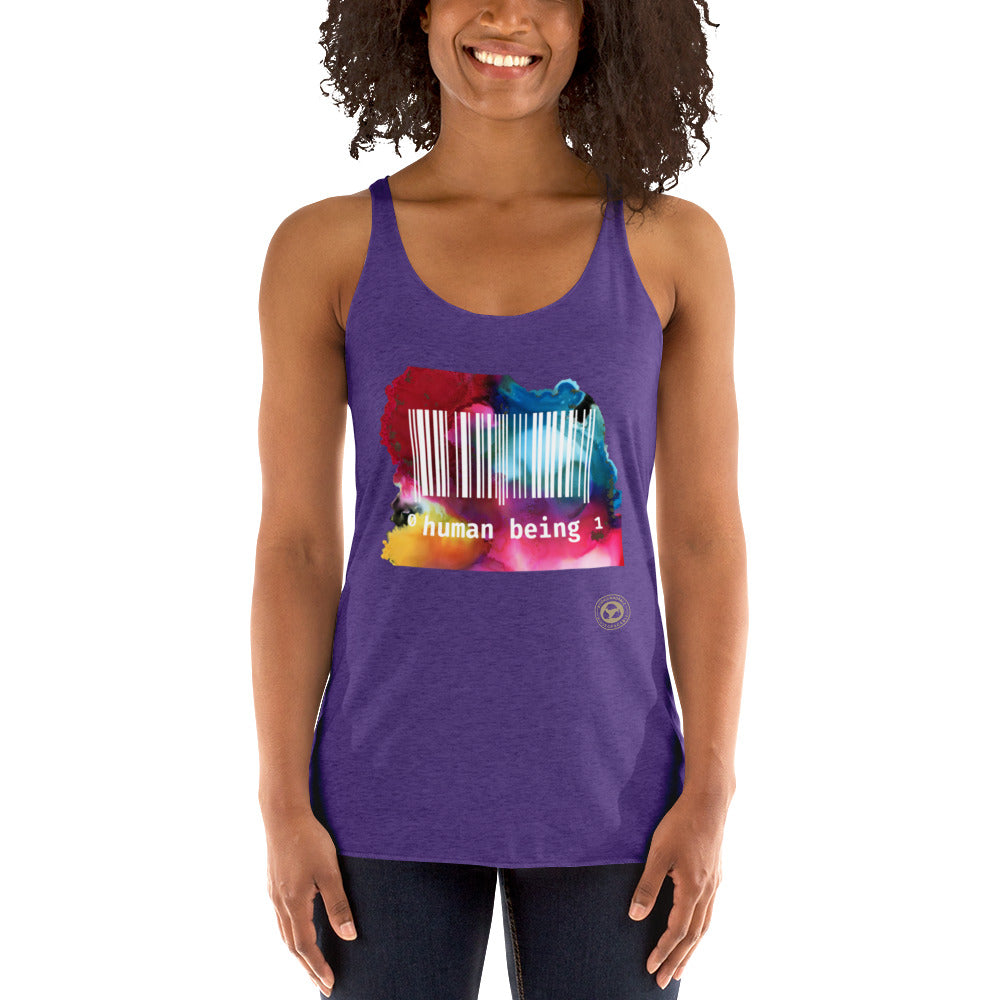 Human Being UPC in Color Women's Racerback Tank