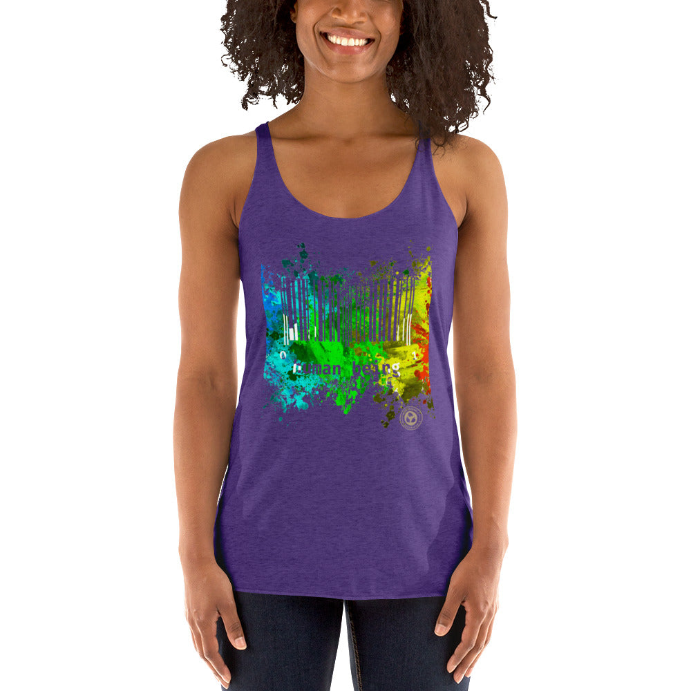 Women's Human Being UPC Paint Splatter Racerback Tank