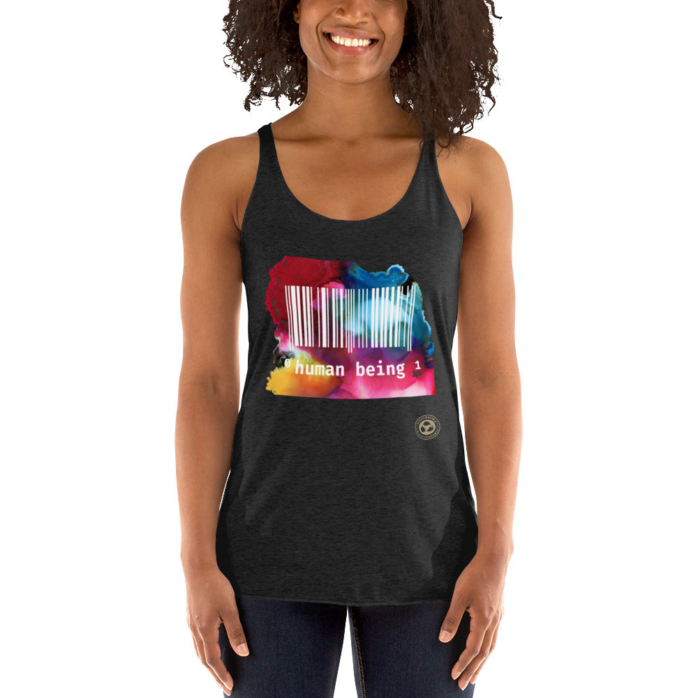 Human Being UPC in Color Women's Racerback Tank