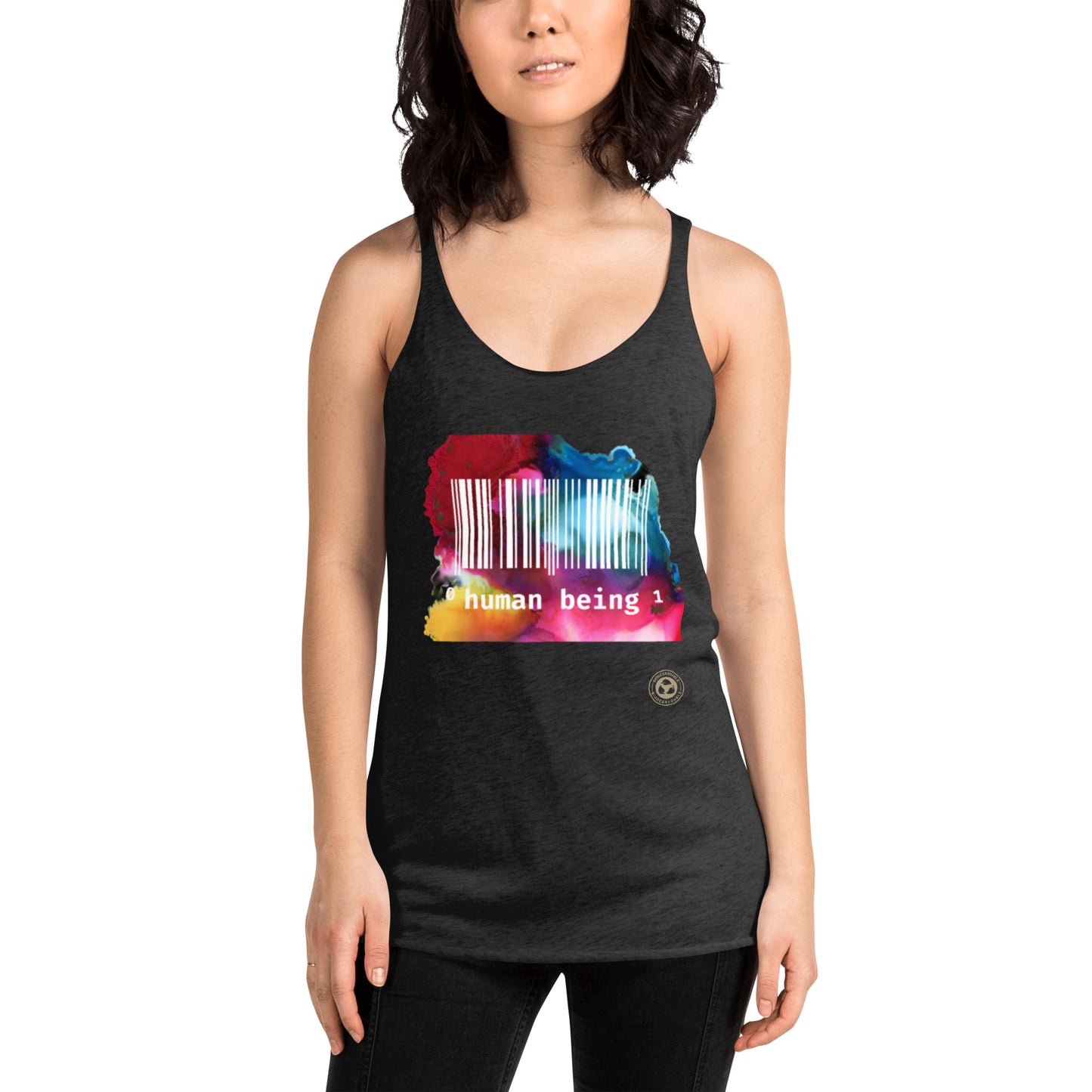 Human Being UPC in Color Women's Racerback Tank