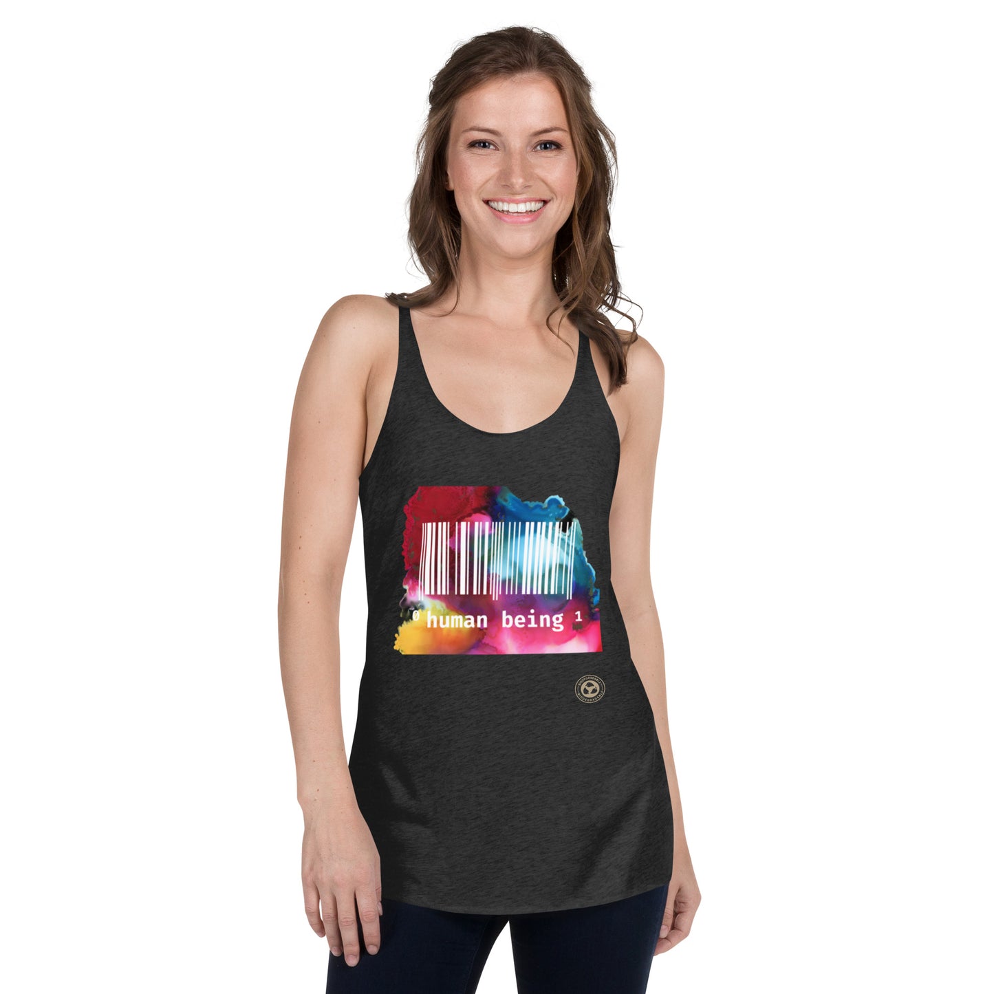 Human Being UPC in Color Women's Racerback Tank