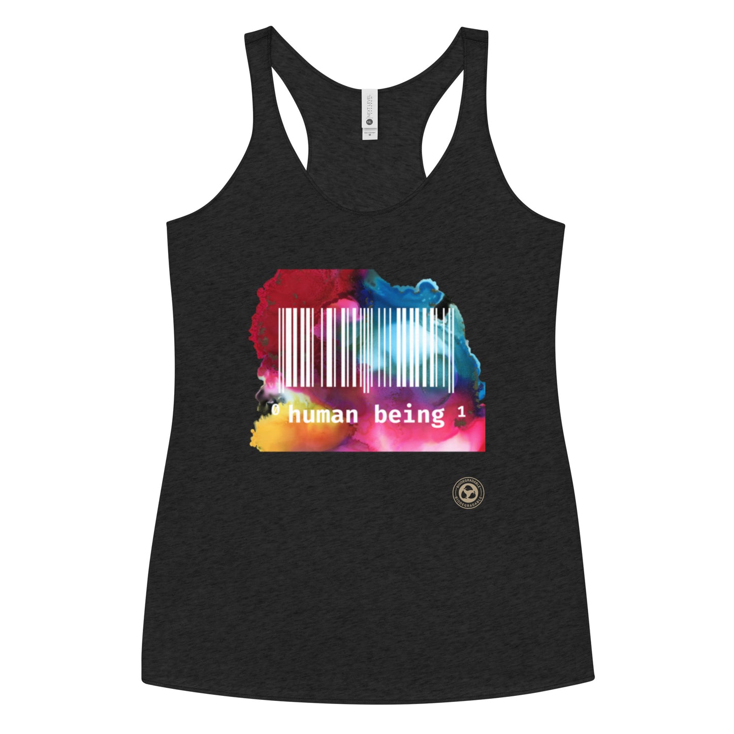 Human Being UPC in Color Women's Racerback Tank