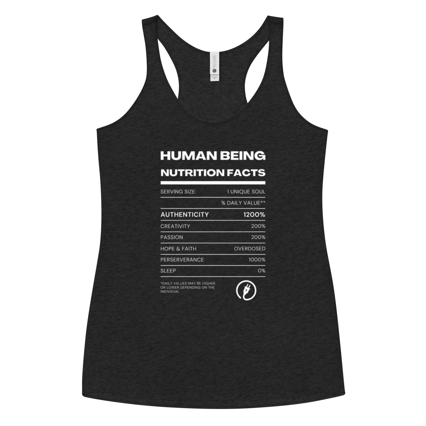 Human Being Nutrition Facts Women's Racerback Tank