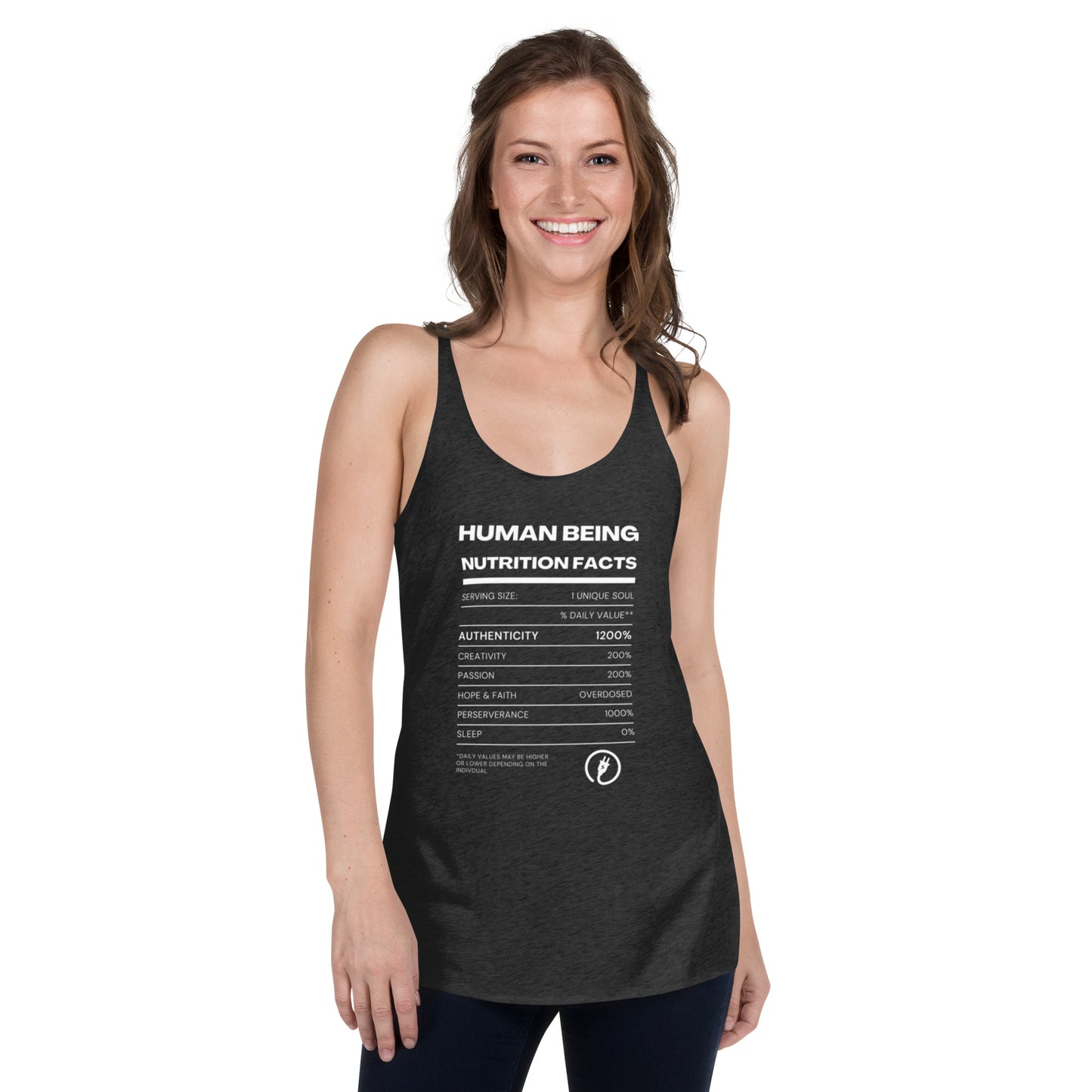 Human Being Nutrition Facts Women's Racerback Tank