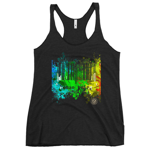 Women's Human Being UPC Paint Splatter Racerback Tank