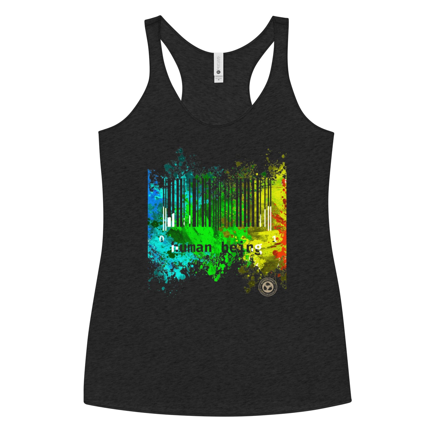 Women's Human Being UPC Paint Splatter Racerback Tank