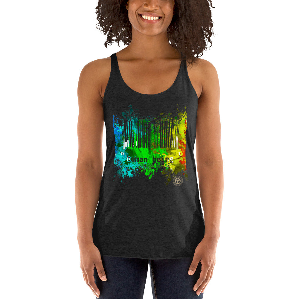 Women's Human Being UPC Paint Splatter Racerback Tank