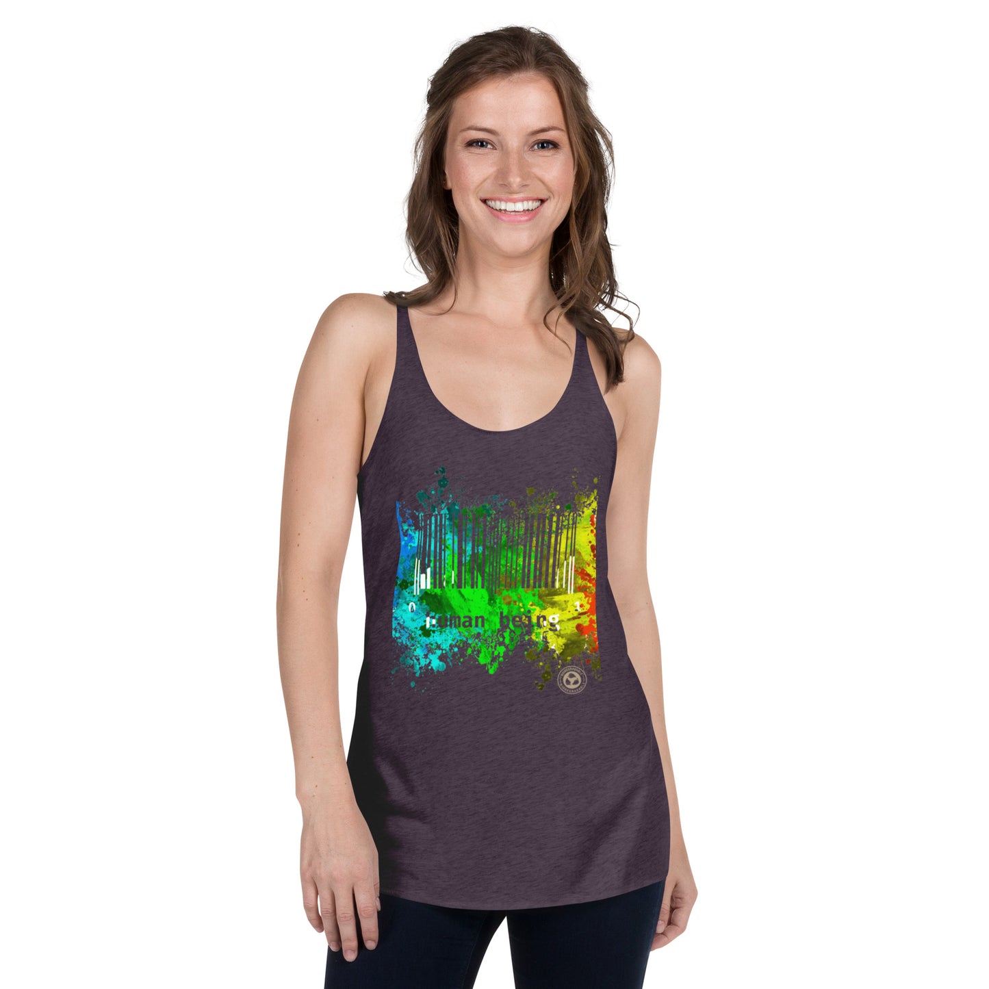 Women's Human Being UPC Paint Splatter Racerback Tank