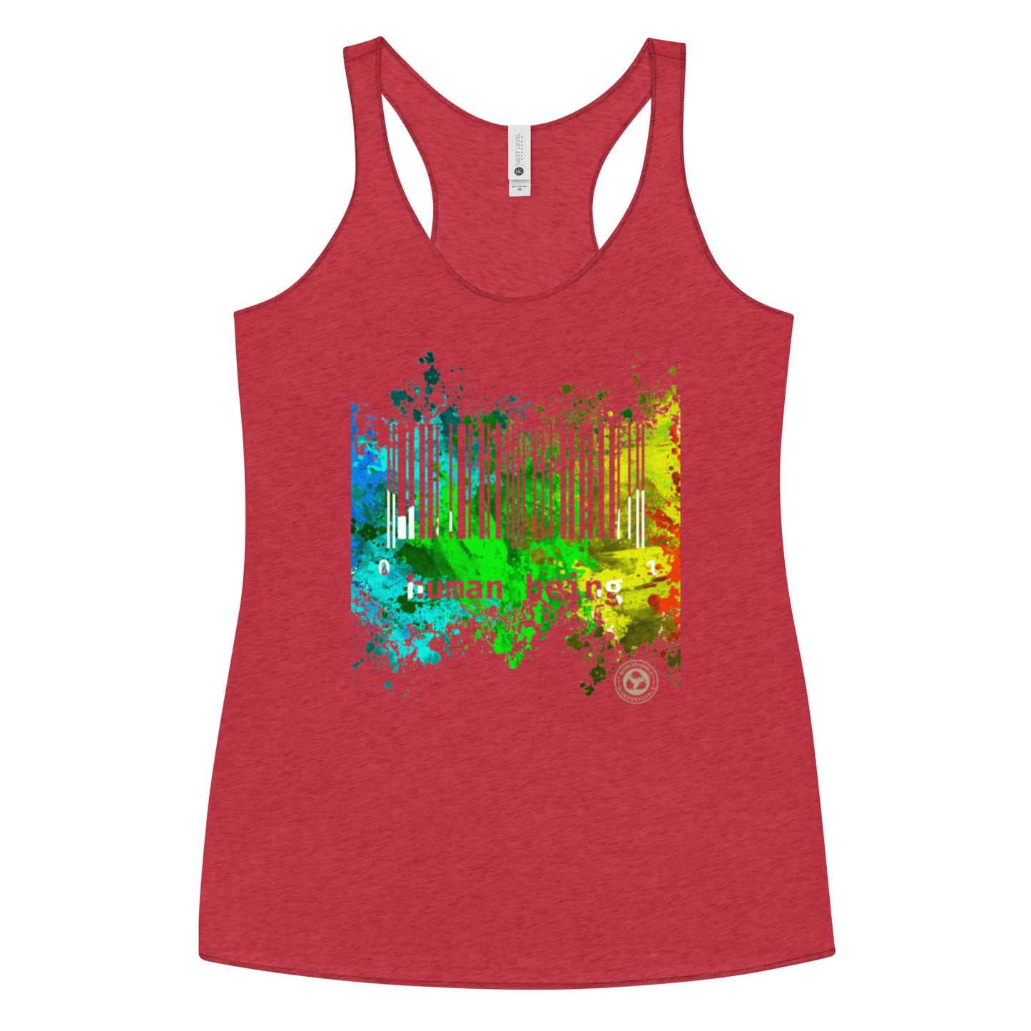 Women's Human Being UPC Paint Splatter Racerback Tank