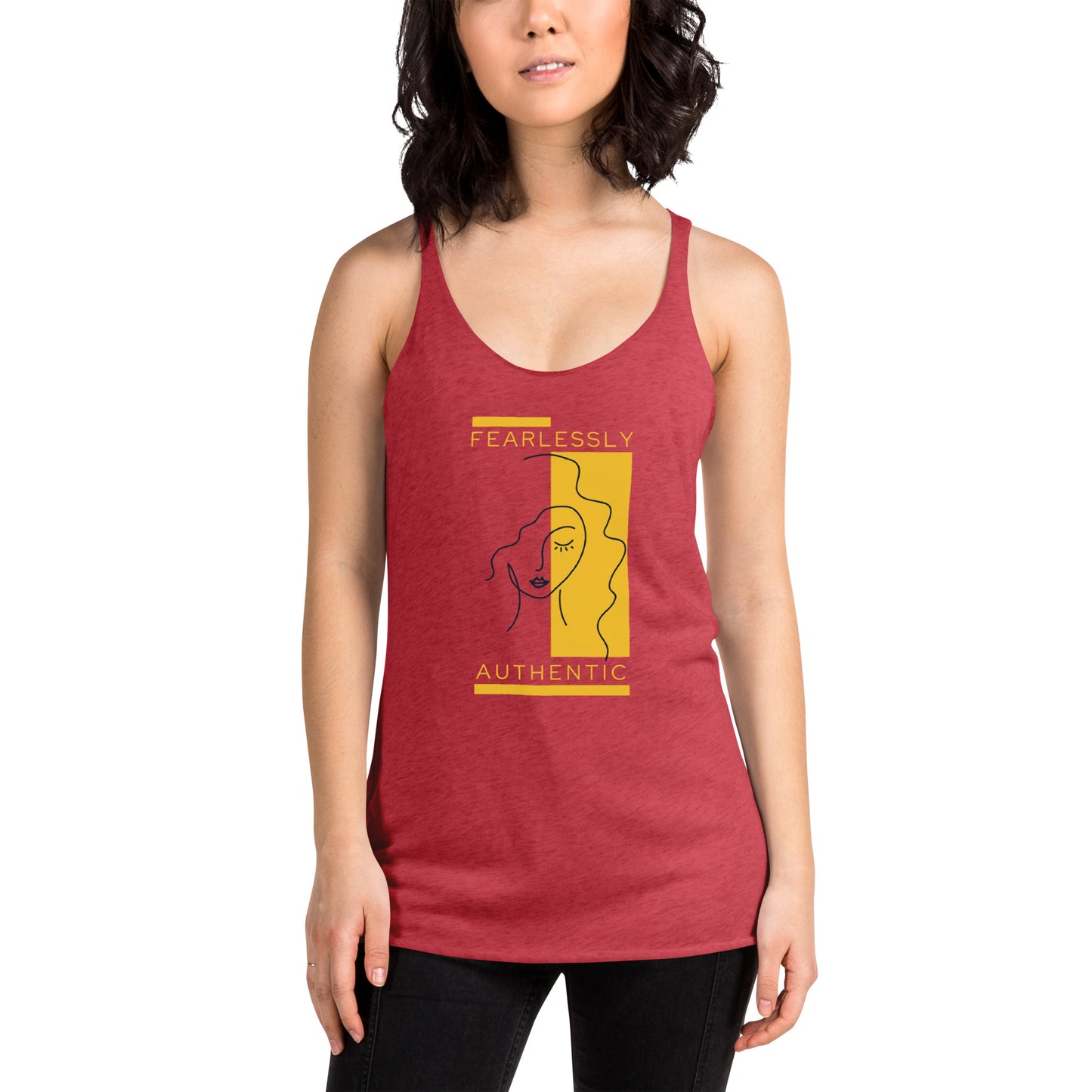 Fearlessly Authentic Women's Racerback Tank -Yellow