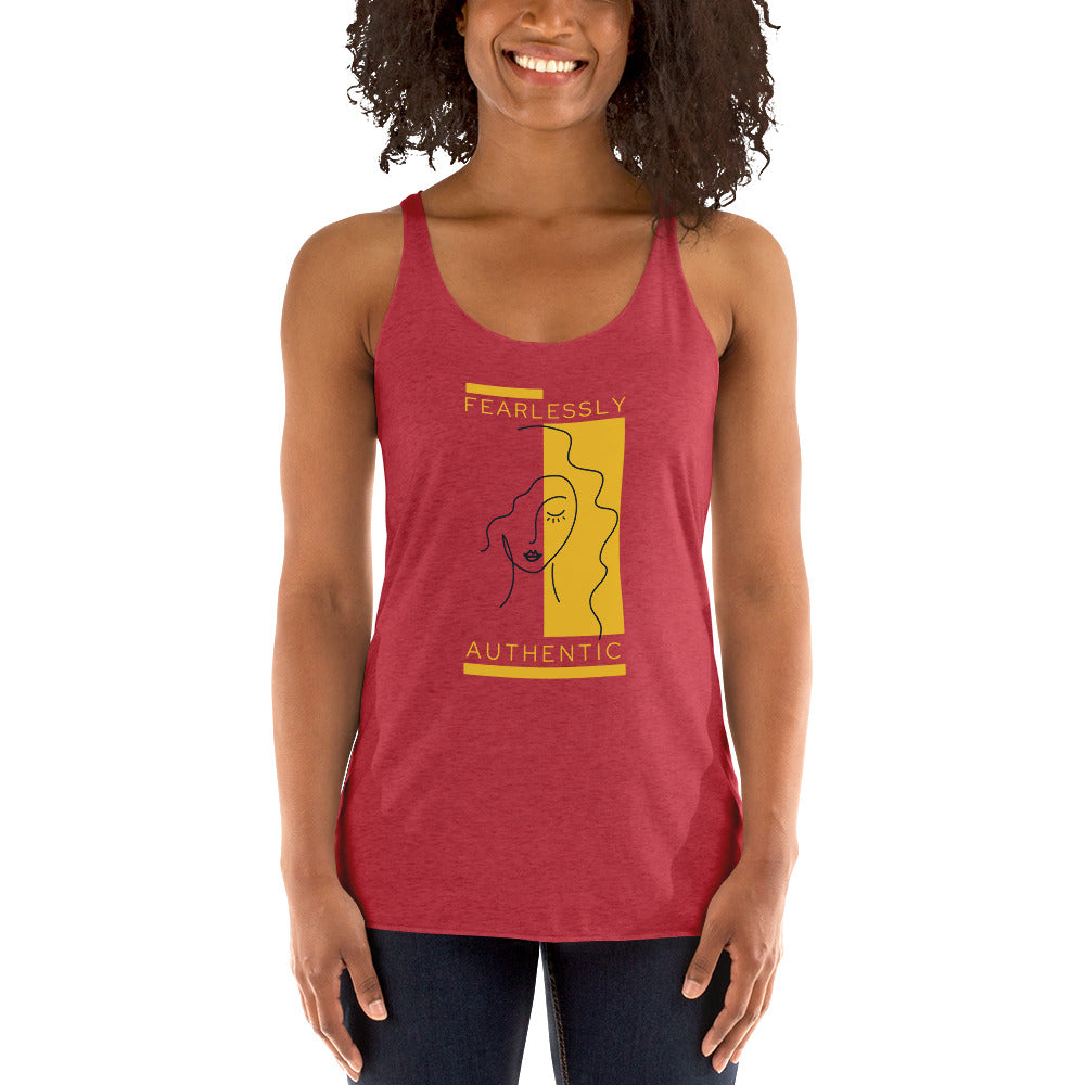 Fearlessly Authentic Women's Racerback Tank -Yellow