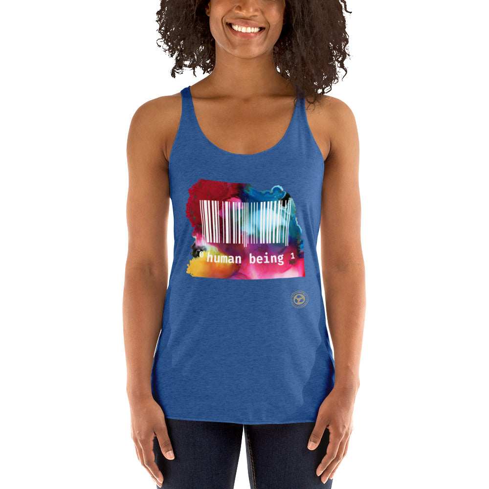 Human Being UPC in Color Women's Racerback Tank