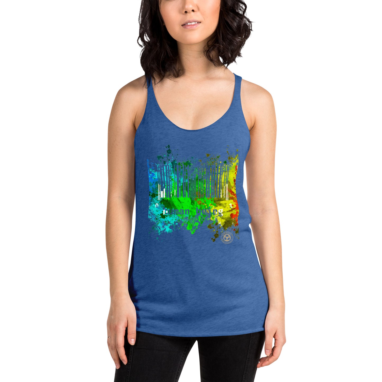 Women's Human Being UPC Paint Splatter Racerback Tank