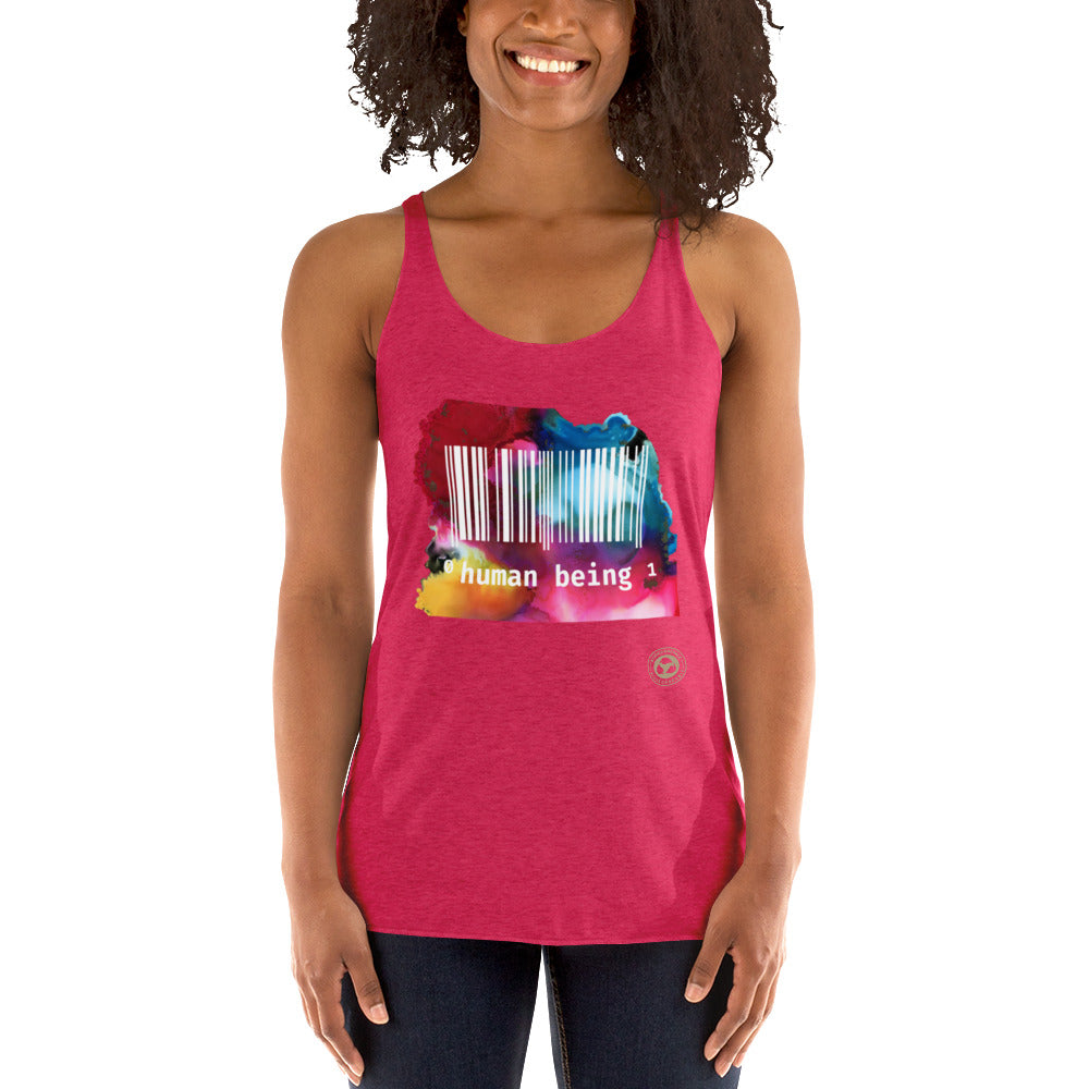 Human Being UPC in Color Women's Racerback Tank