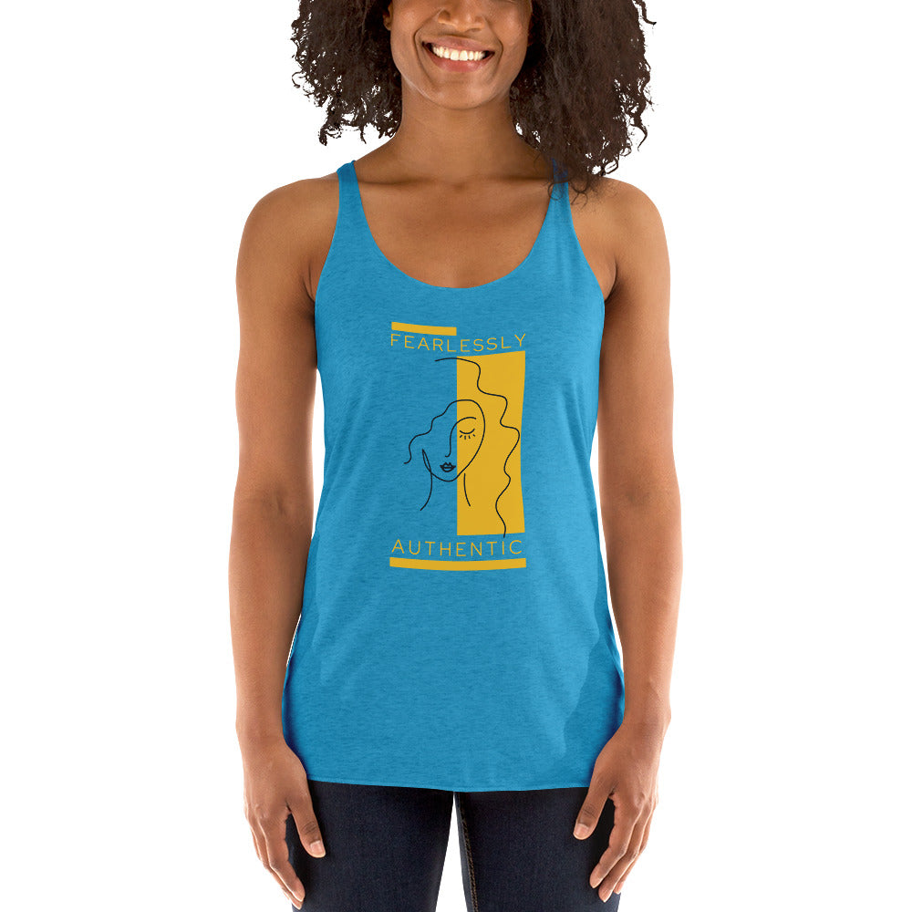 Fearlessly Authentic Women's Racerback Tank -Yellow